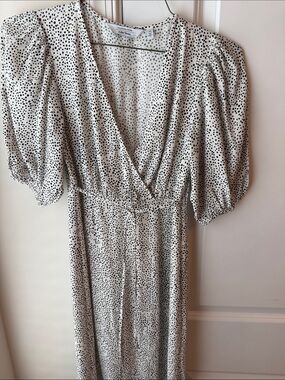 & other stories midi Polka Dot Puff-Sleeve Dress - white with Black Dots